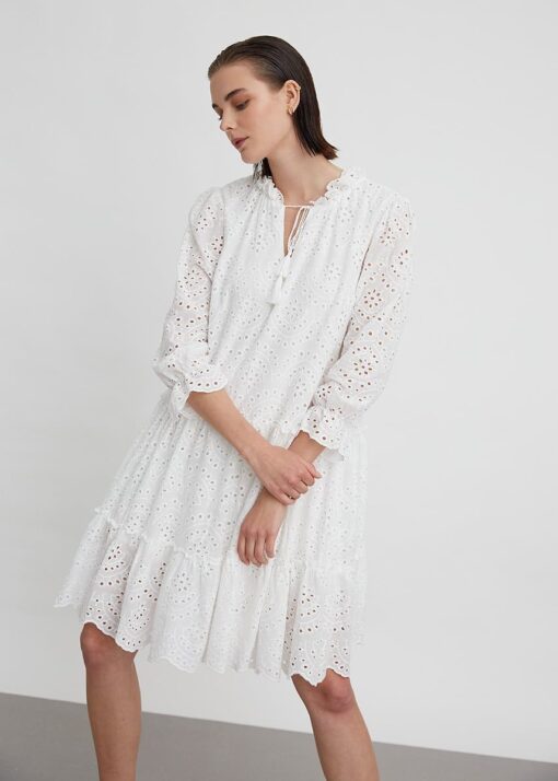 katelondonss15665 Φόρεμα με σχέδιο μπροντερί 9201623240-white