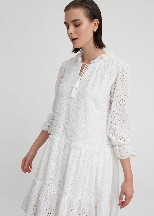 katelondonss15679 Φόρεμα με σχέδιο μπροντερί 9201623240-white