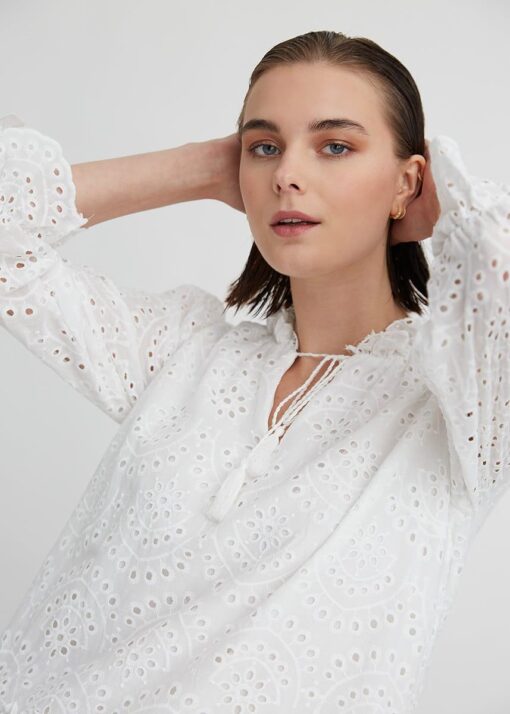 katelondonss15685 Φόρεμα με σχέδιο μπροντερί 9201623240-white