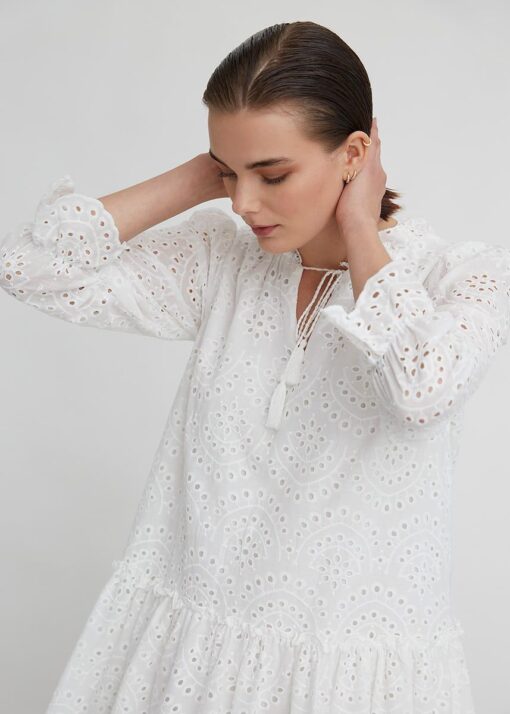 katelondonss15687 Φόρεμα με σχέδιο μπροντερί 9201623240-white