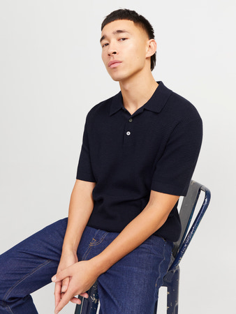 Jack & Jones -Aνδρικο Knit Polo-Shirt - 12271483 polo blue