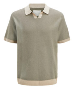 F_12273012_M_4712445_Front Aνδρικο Jack & Jones - Knitted Polo-Shirt - 12273012 polo xaki