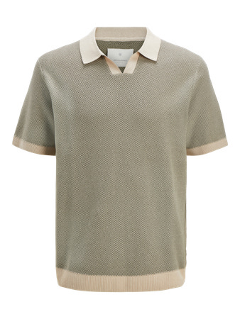 Jack & Jones -Aνδρικο Knitted Polo-Shirt - 12273012 polo brown